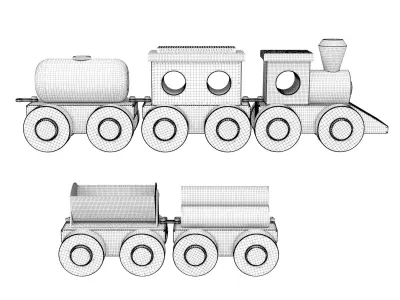 Wooden toy train 12 3D model
