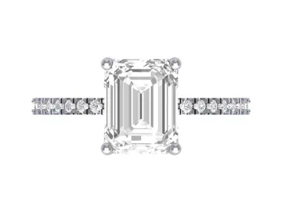 Emerald Solitaire Ring With Hidden Halo 3D print model purchase