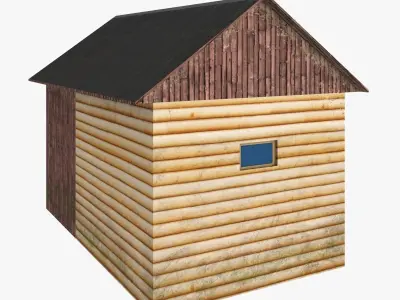 Old wood hut low poly Free low-poly 3D model