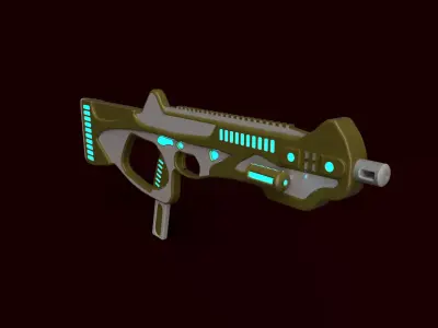 Sci Fi gun Low-poly 3D model 13