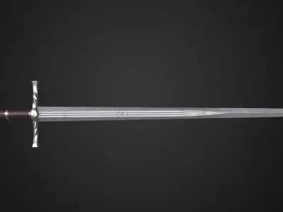 Medieval sword Low-poly 3D model 13
