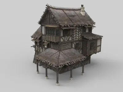 Medieval house fantasy 13 Low-poly 3D model