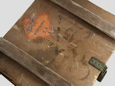 Old Damaged Soviet Era Military Crate Ammo Box Photo-realistic  Low-poly 3D model