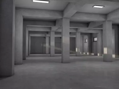 Empty Warehouse Low-poly 3D model