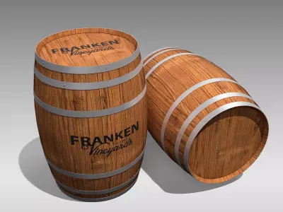 Wooden Barrel Low-poly 3D model 16
