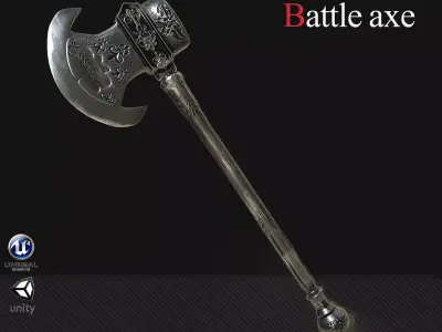 Battle axe Low-poly 3D model 37