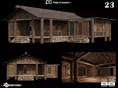Medieval Houses 23- 4K Textures Game Ready Low-poly 3D model