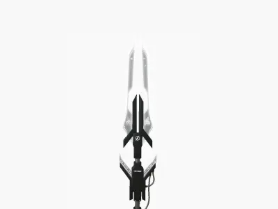 SciFi War Spear A07 Black White - Character Design Fashion Low-poly 3D model