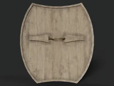 Slavic hybrid shield-painted white with turtle symbol Low-poly 3D model