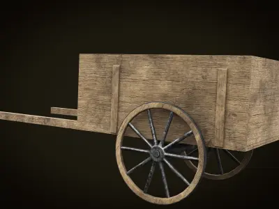 Wooden Cart 02 PBR Low-poly 3D model