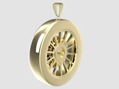 Sports Car Wheel Pendant 3D model