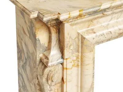Antique Louis XIV Style Fireplace Mantel in Marble 3D model