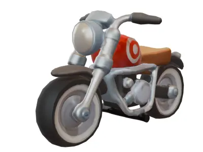 Stylized retro motorcycle 3D model