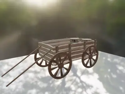 Farm Cart  and 3 Barrels 3D model