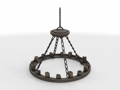 pendant light wagon wheel candle 3D model
