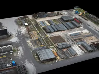 factory steel industrial storage drone photogrammetry 3D model