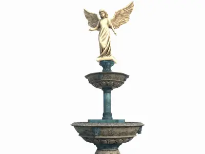 Park Decoration Architecture Angel Statue Fountain 3D model