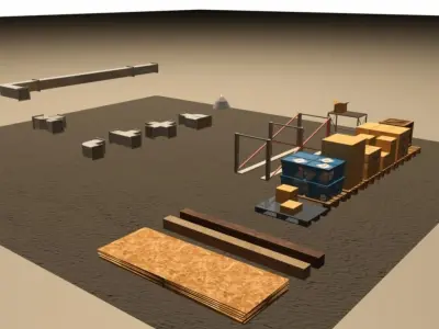 Modular Warehouse and Warehouse demo Free low-poly 3D model