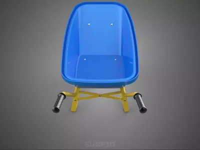 BLUE YELLOW WHEELBARROWS PUSH DUMP CART WHEELS BARROWS TROLLEY 3D model