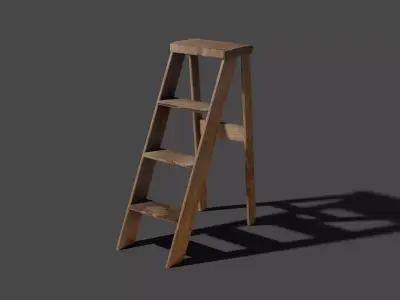 Old dusty wooden steps 3D model