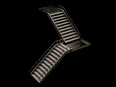 3 Metal Stair Low-poly 3D model