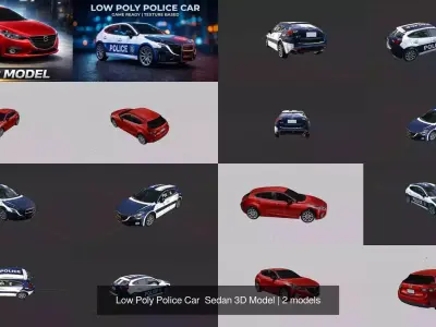 Low Poly Police Car  Sedan 3D Model 3D Model Pack