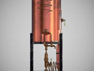 Vintage distillation machine Free low-poly 3D model
