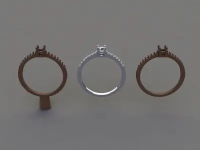 Thin Solitaire Dainty Engagement Ring Split Prong Shank 3D print model