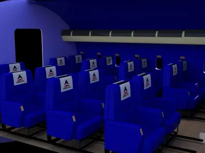 Inside a commercial plane 3D model
