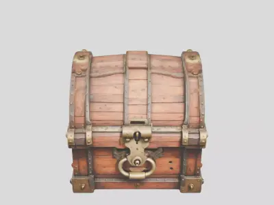 mighty wooden treasure chest Low-poly 3D model
