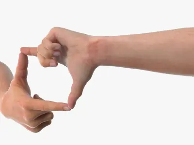 Realistic Male Hands Creating Framing Pose 3D model