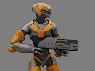 Alien Trooper rigged character 3D model