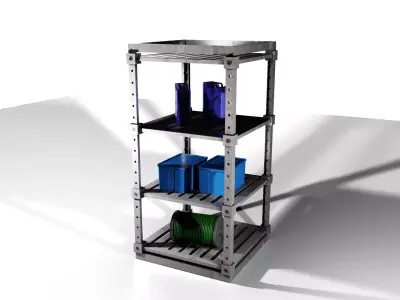 Industrial Shelving Unit Low Poly Low-poly 3D model