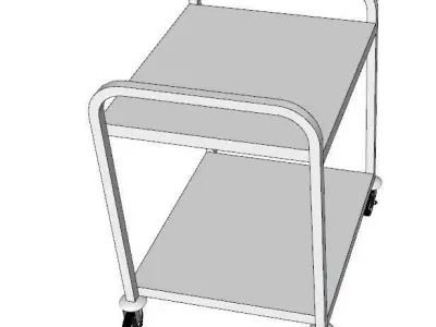 service trolley two-level flat table 3D model