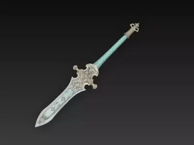 Celestine Aquablade - Low Poly Enchanted Fantasy Sword Low-poly 3D model