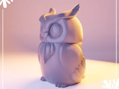 Winter Owl Jar- print in place- free supports Free 3D print model