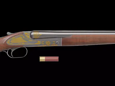 Winchester Model 21 shotgun Low-poly 3D model