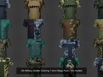 100 Military Soldier Clothing T-shirt Mega Pack
