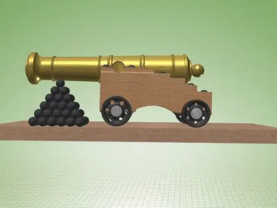 Naval Cannon Free 3D model