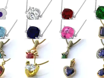 3DM 107 GEMSTONE STUD PENDANT FILES 3D Model Pack