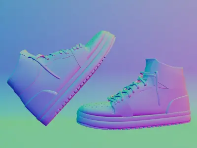 Hip Hop Black and Gold Fashioned Sneakers Shoes For Blender 3D model