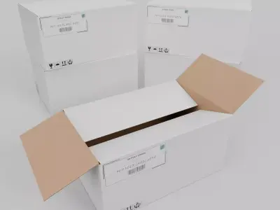 White Cardboard Box R-463 - Rigged and Customizable Low-poly 3D model