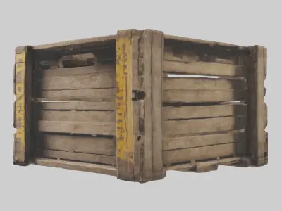 Dilapidated Wooden Crate Model Low-poly 3D model