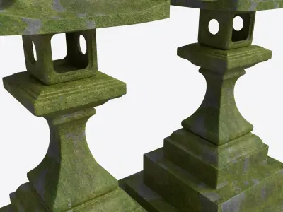Stone Moss Temple Lantern 3D model