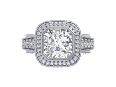 Asscher Art Deco Ring 3D print model get