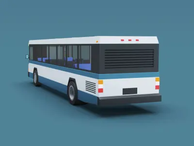 Cartoon Stylized City Bus Classic 80s Low-poly 3D model