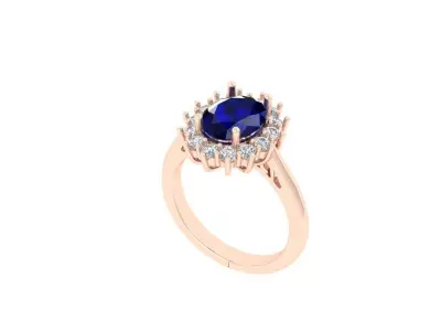 Oval Solitaire Ring 3D print model 20