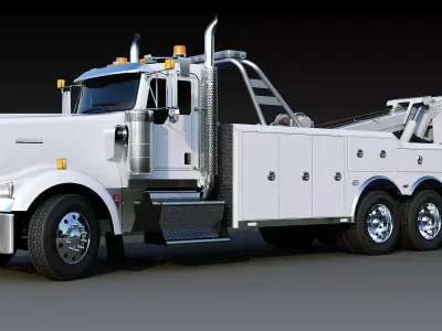 Kenworth W900 Wrecker truck Low-poly 3D model