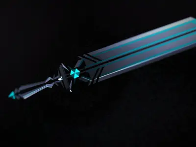 Blue Sword  Low-poly 3D model