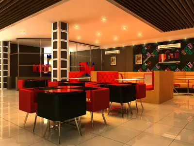 Fast Food Restaurant Low-poly 3D model